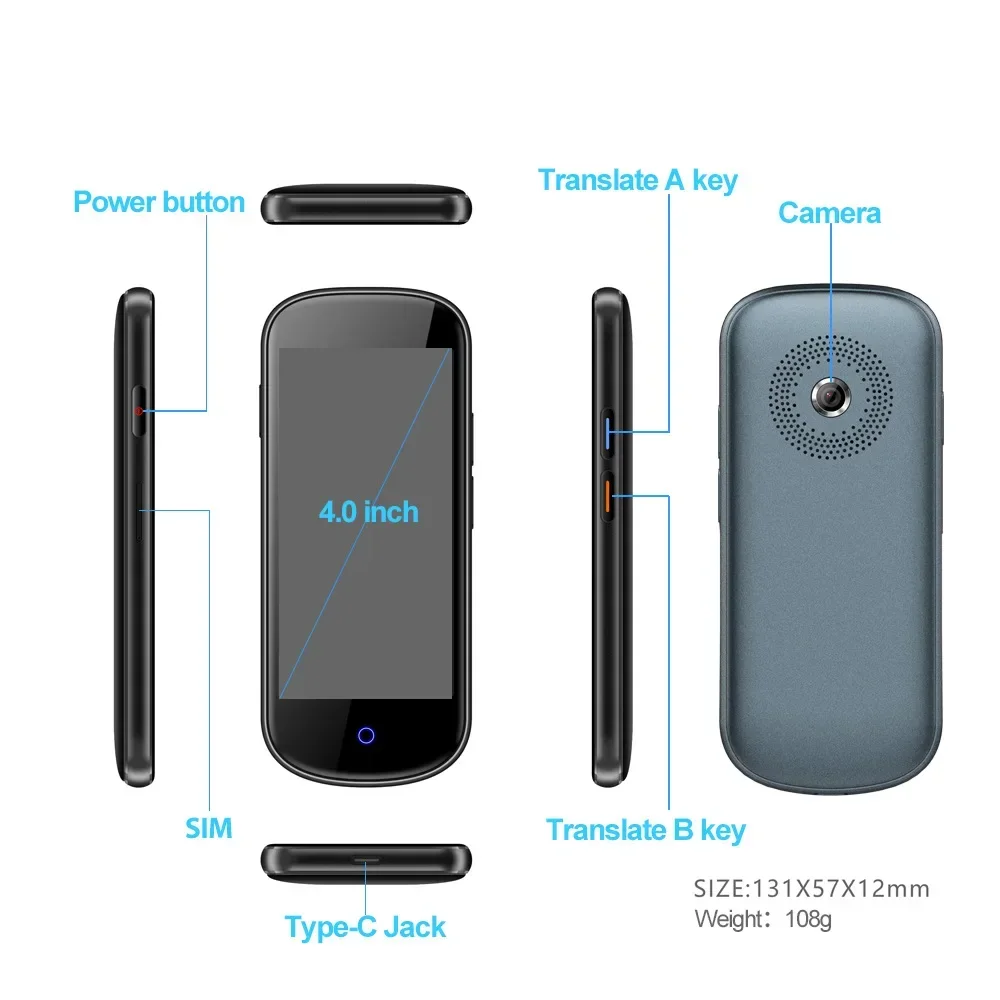 V12 4G intelligent translator Multi-language translation 4.0 inch large screen wifi offline translation
