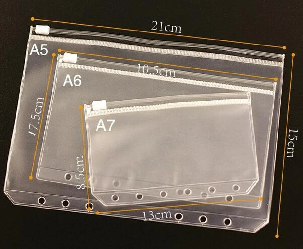 File Folder File Holder Transparent A5/A6/A7 Loose Leaf Page Pocket for Bill Bank Credit Cards Storage Notebook Decor Stickers Memo Pad Pocket