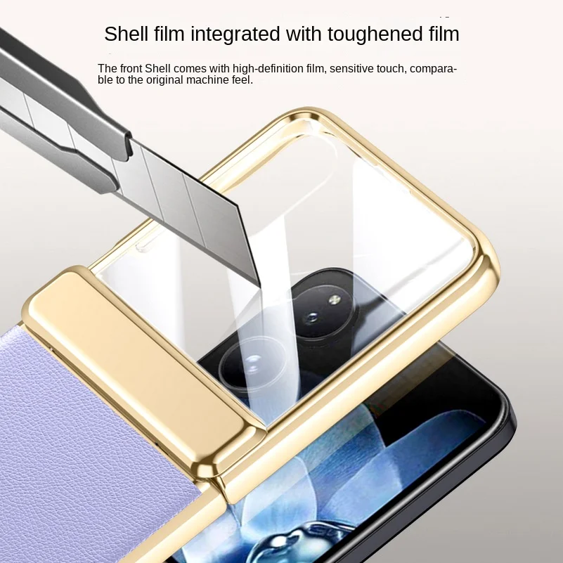 Electroplated Spring Hinged Leather Tempered Glass Protective Case - All-Inclusive Cover