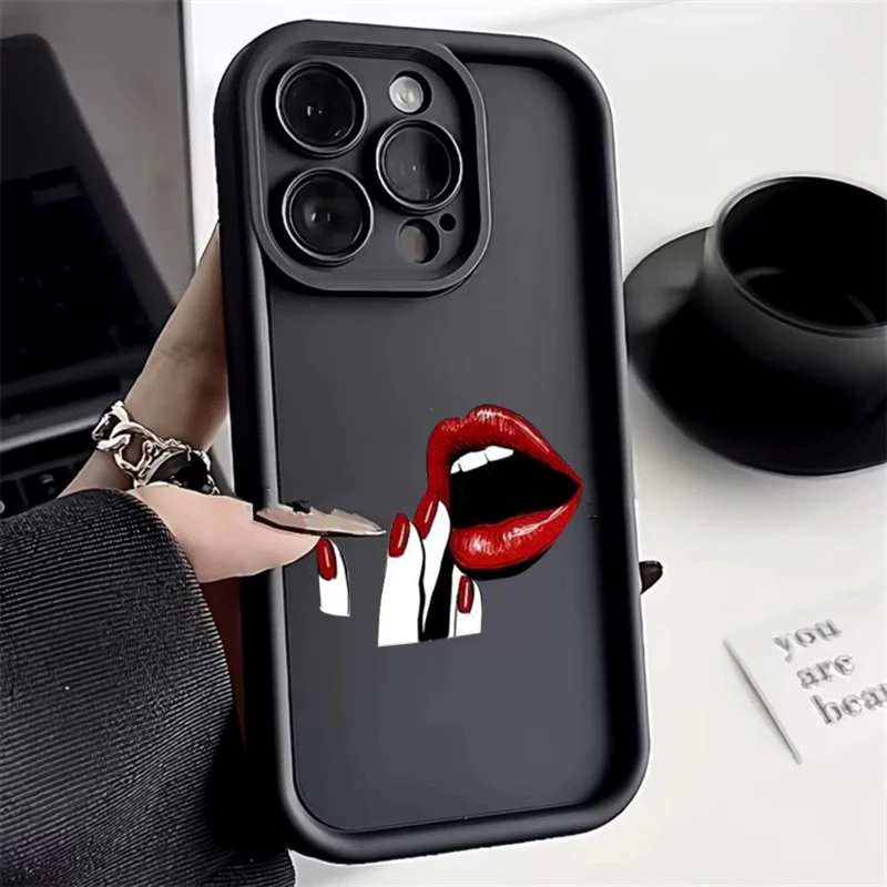 Seductive Red Lips Matte Phone Case - Soft Cover