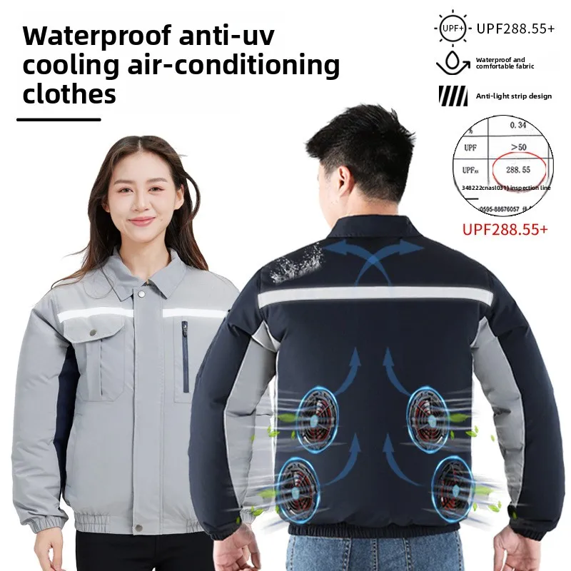 COMXZ Plus Size Cooling Work Shirt Men Women with Fan USB Rechargeable Summer Labor Clothing Waterproof UV Protection Outdoor