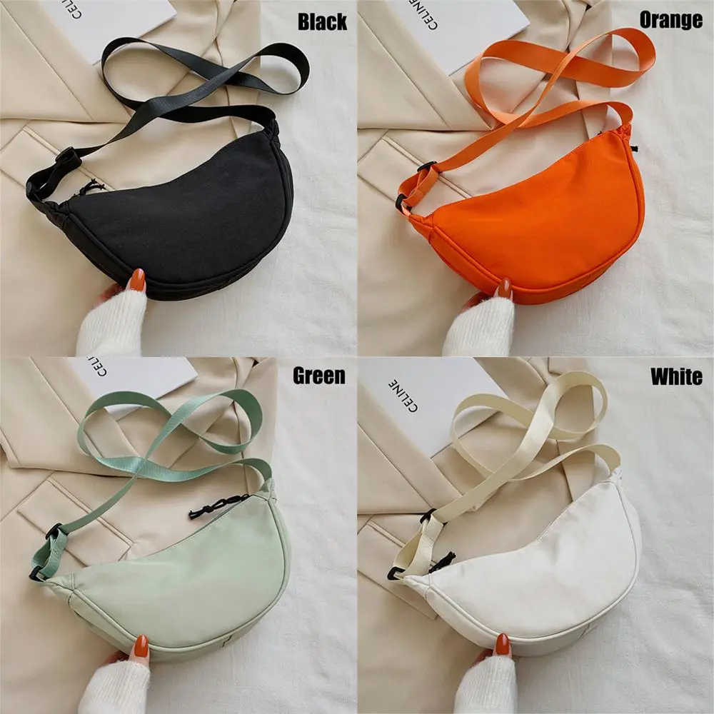 Orange Nylon Crossbody Bag For Women Fashion Portable Casual Hobos Chest Bag Underarm Bag Students Shoulder Cross Body Bag