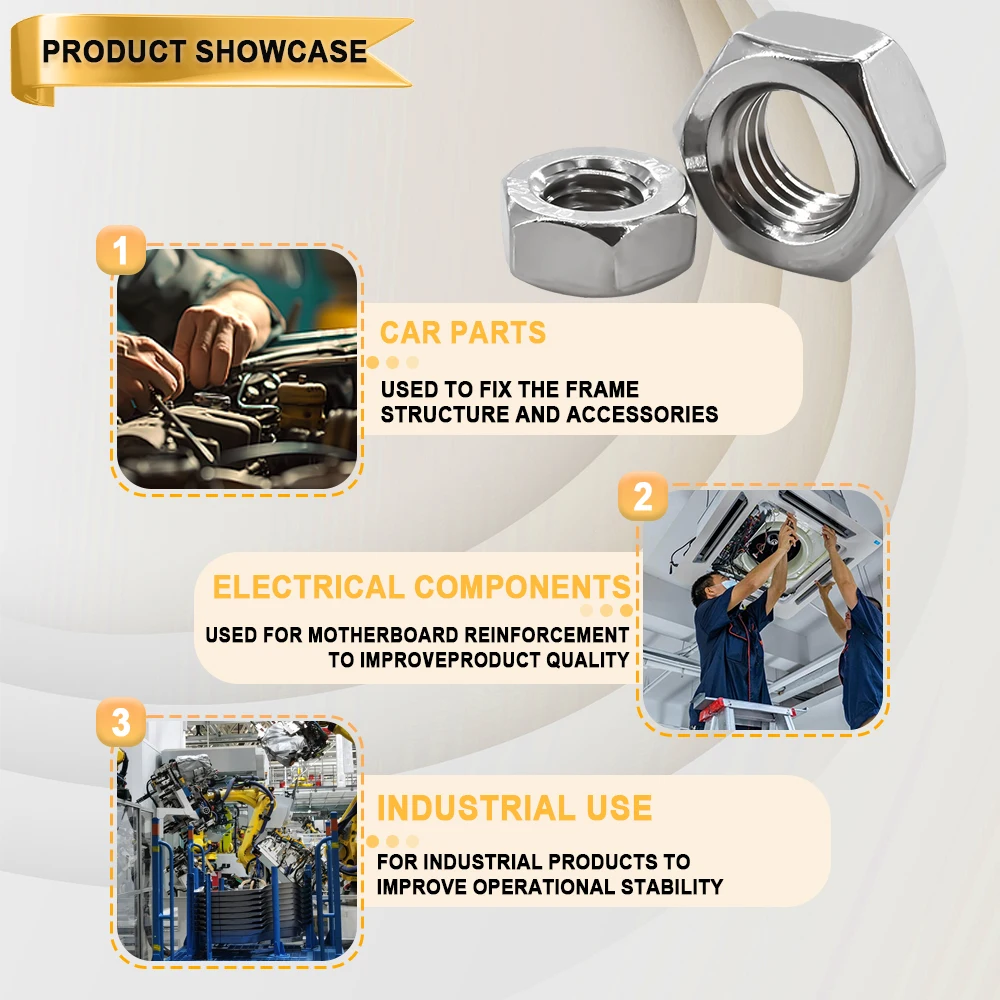 Stainless steel hex nuts M1 M2 M3 M4 M5 M6 M8 M10-M48 DIN934 304 SS hexagonal metric threaded fasteners