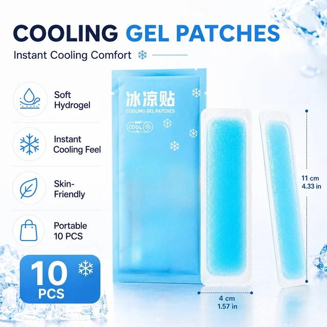Disposable Cooling Gel Patch 10H Non Woven Ice Sticker for Summer Heat Relief Outdoor Camping Hiking Body Cooling Care Pad Use 2