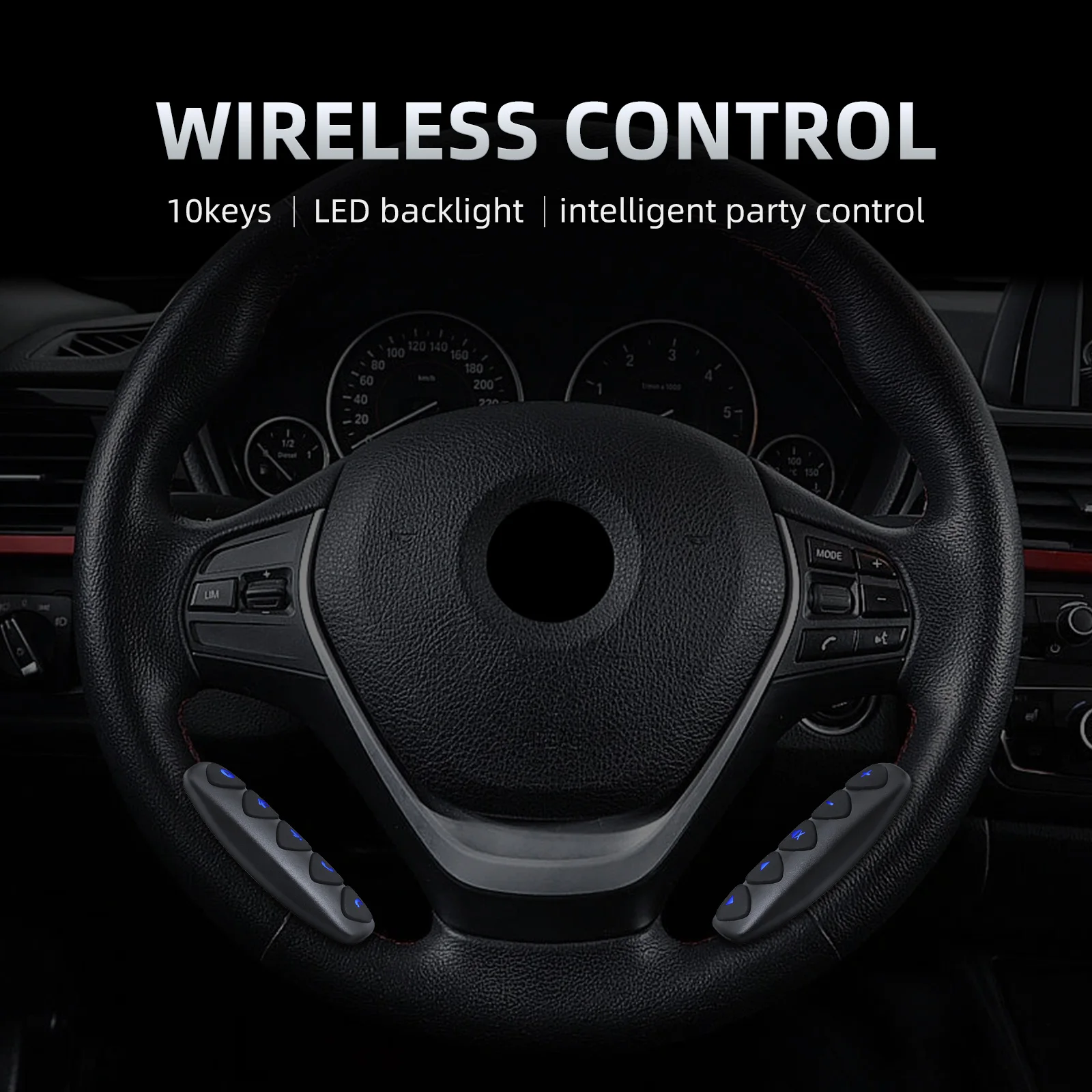 10 keys Universal Wireless Car Steering Wheel Control Button For Radio DVD GPS M