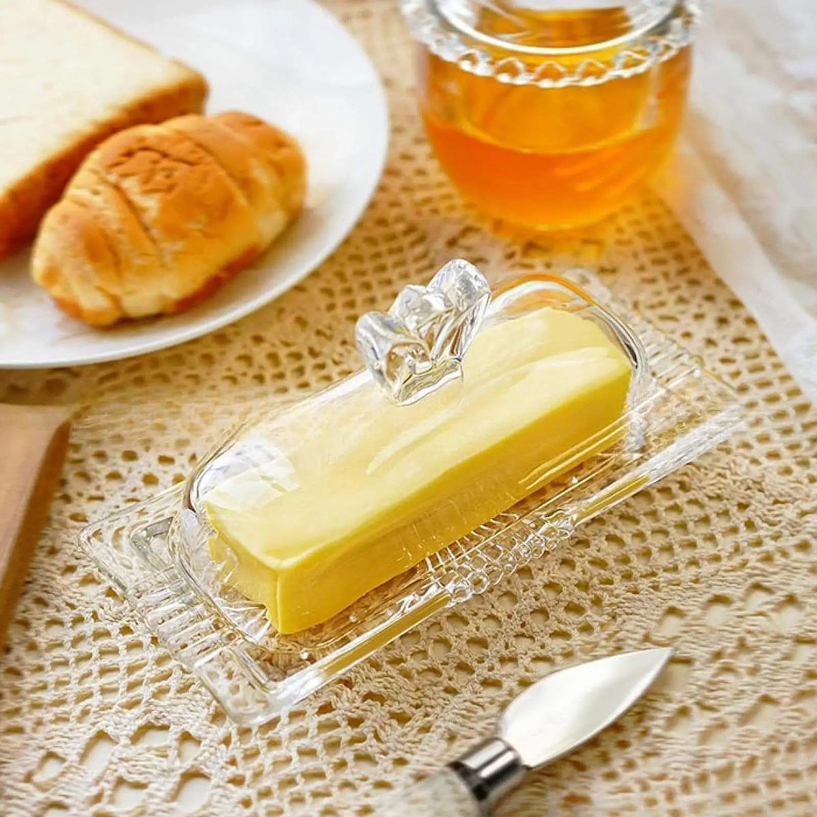 Butter Serving Tray with Cover Glass Butter Dish for Kitchen Parties Wedding 4