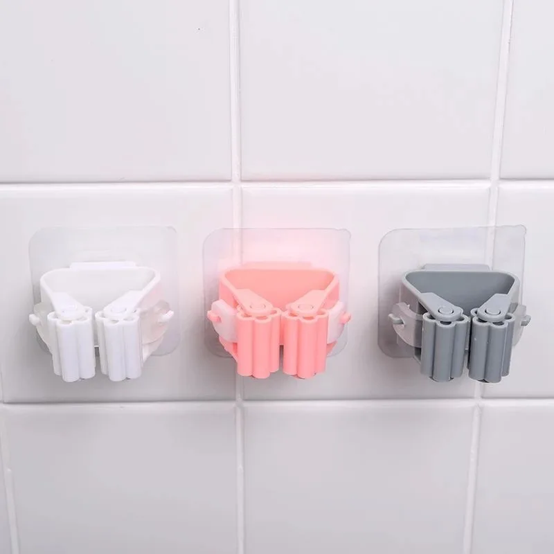 3/1PCS Mop Storage Racks Broom Hanger Wall-mounted Mop Bracket Traceless Self-adhesive Clip Kitchen Bathroom Storage Hook