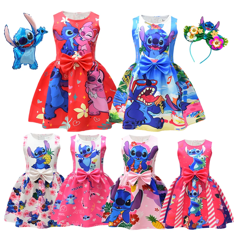 Lilo & Stitch-Disfraz de Disney para niñas, ropa nueva para Cosplay,  Halloween, fiesta de cumpleaños, vestido con estampado de dibujos animados  para niños, 2023