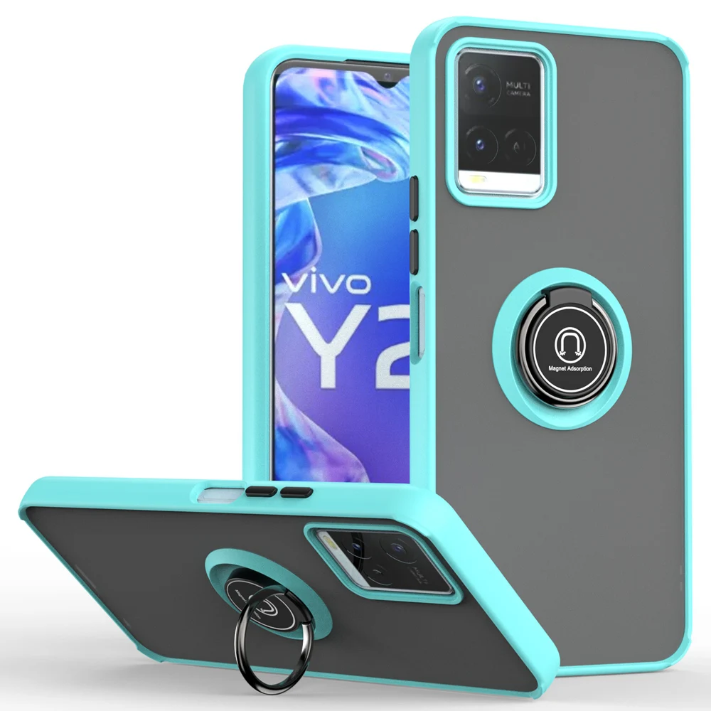KEYSION Fashion Matte Case for VIVO Y21 T Y21S Y33S Y33T Transparent Ring Shockproof Phone Cover for VIVO V21 5G Y11 Y12_voghion.com