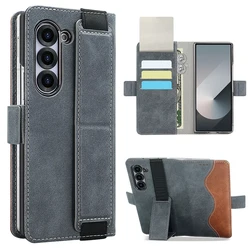 Premium PU Leather Flip Wallet Phone Case with RFID Blocking and Adjustable Wristband Kickstand Holder - Galaxy Z Fold 8 Ultra (Grey)