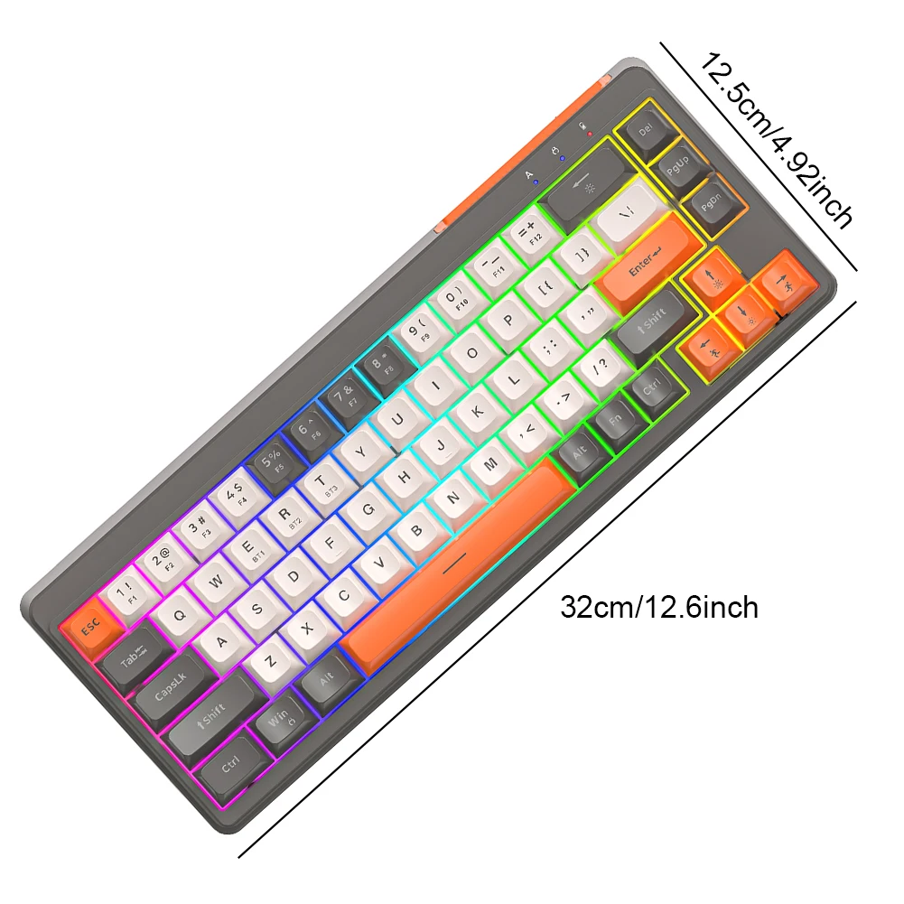Mini Office Keyboard Tri-Mode BT5.0/2.4GHz/USB-C Wireless Gaming Keyboard for Windows Laptop PC Gamer