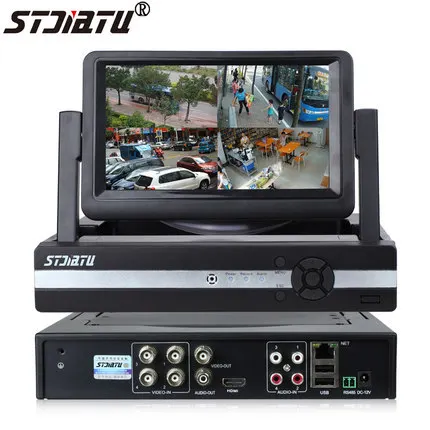 7 inch screen one machine DVR 4 way hard drive video recorder monitor with high definition video recorder