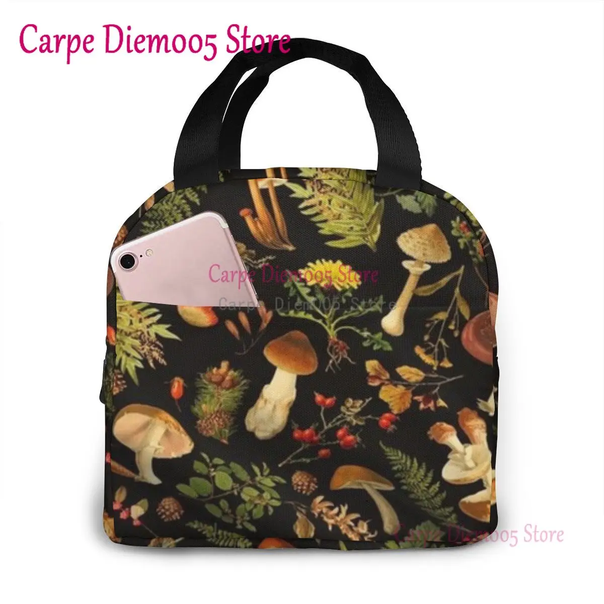 Lunch Bag Bento Bag Cooler Bag Cute Mushroom Print Thermal Food Picnic Lunch Bags For Women