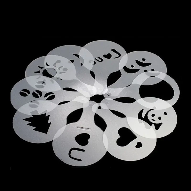16Pcs/lot Coffee Latte Cappuccino Barista Art Stencils Cake Duster Templates Coffee Accessories Milk Mold Coffe Decoration