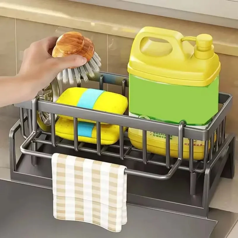 Sink drain sponge holder sink basket brush holder dishcloth hanger soap holder sink stopper holder kitchen sponge holder 4