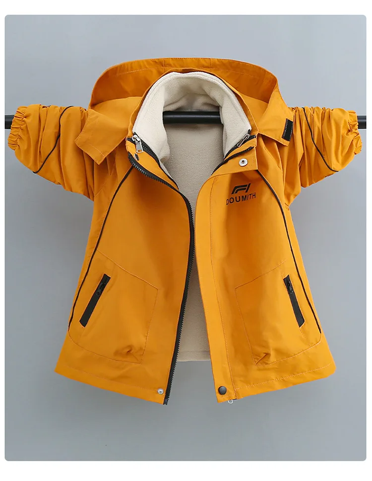 소년용 플리스 재킷 2025년 신상 봄, 가을, 겨울용 소년용 삼합일 방풍 및 방수 아동용 두꺼운 재킷