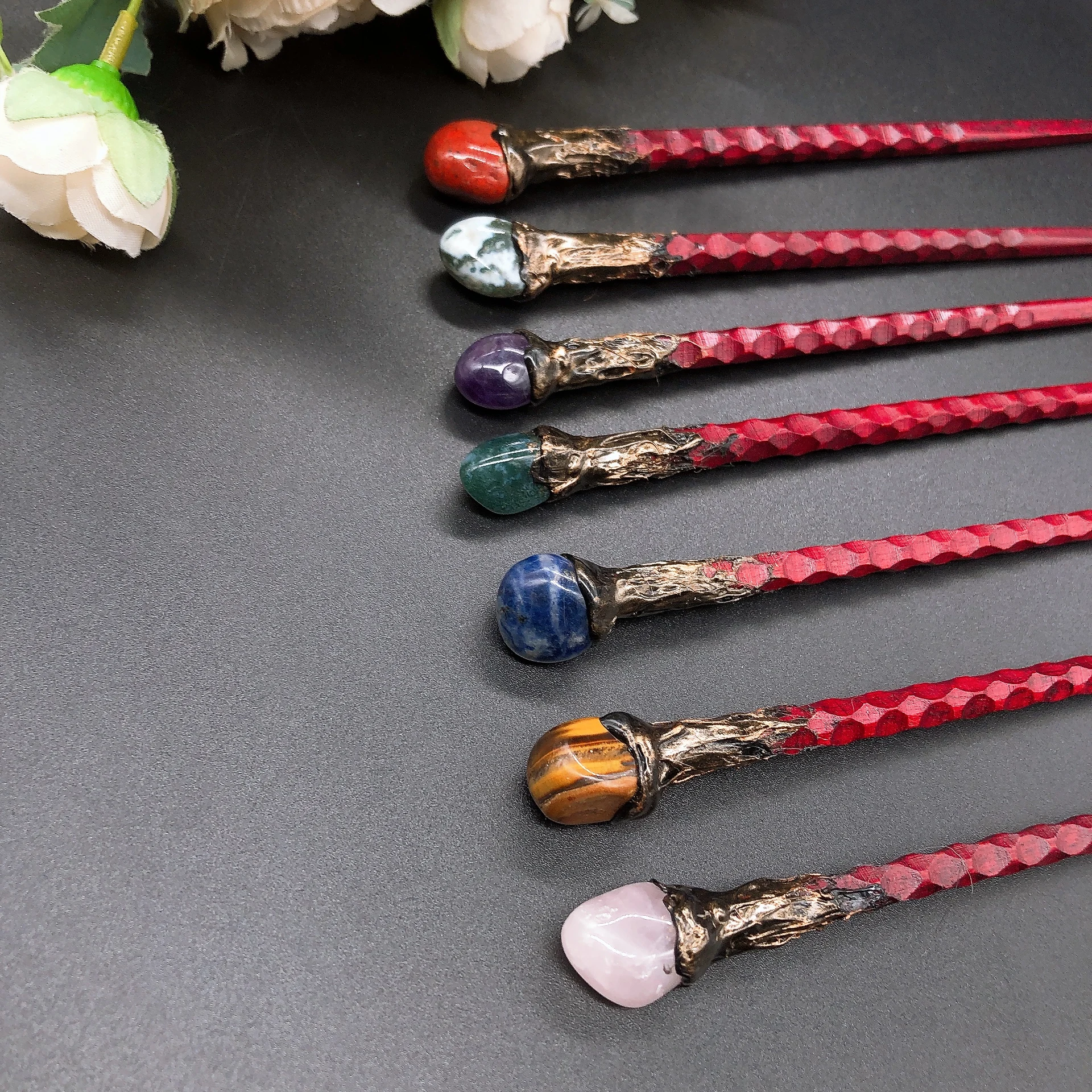 Natural Citrine Amethyst Magic Wand Witchcraft Crystal Quartz Stone Scepter Props DIY Hairpin Healing Home Decor Children Gift 6