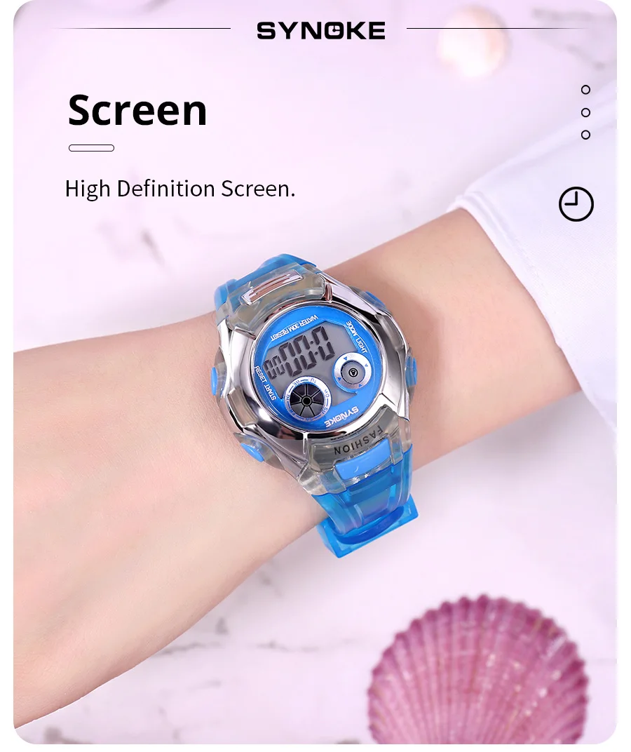 Synoke student elektronische uhr wasserdicht sport kinder uhr leuchten multi funktion digital uhr sieben farben licht geschenk – Detail 5