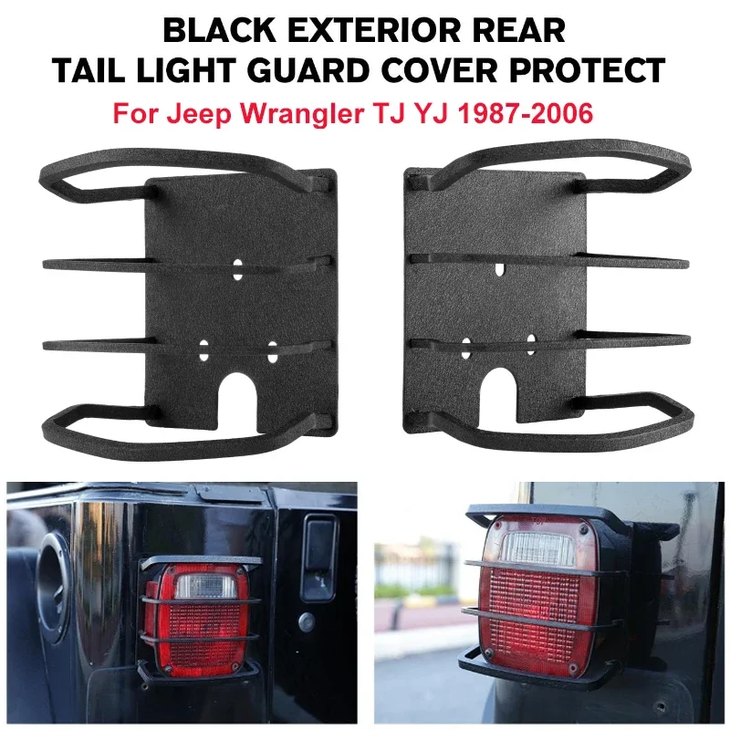 

2pcs Black Car Exterior Rear Tail Light Guard Cover Protect for Jeep Wrangler TJ YJ 1987-2006