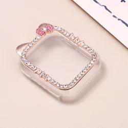 Glamorous Rhinestone Protective Bumper Frame Cover for Apple Watch - Sparkling Women's Edition (Rose Golden 44)