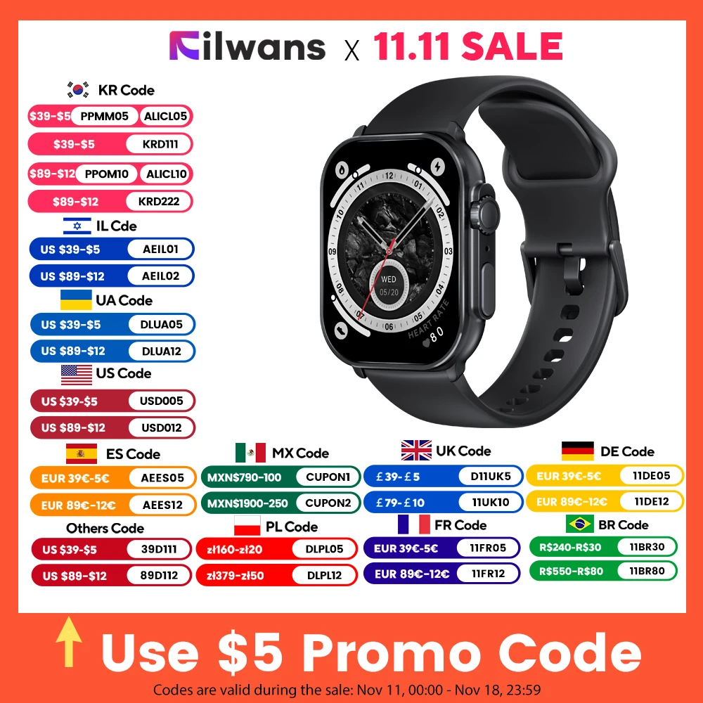 Smart Watch Filwans GTS Smart Watch IP68 Waterproof Swimming Sports Health AMOLED Display Bluetooth Call