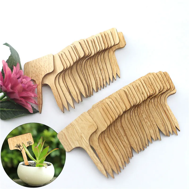 

10/20/30PCS T-Type Bamboo Plant Labels Eco-Friendly Wooden Plant Sign Tags Garden Markers for Bonsai Seed Potted Herbs Flowers