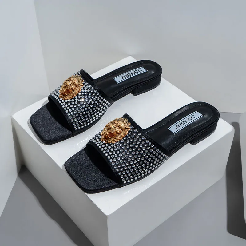 New high heels women's sandals Lion hardware buckl e with summer slippers luxury high heels T15 2