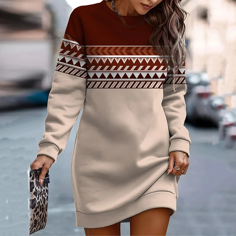 Robe décontractée à capuche avec fermeture éclair et poches patchwork