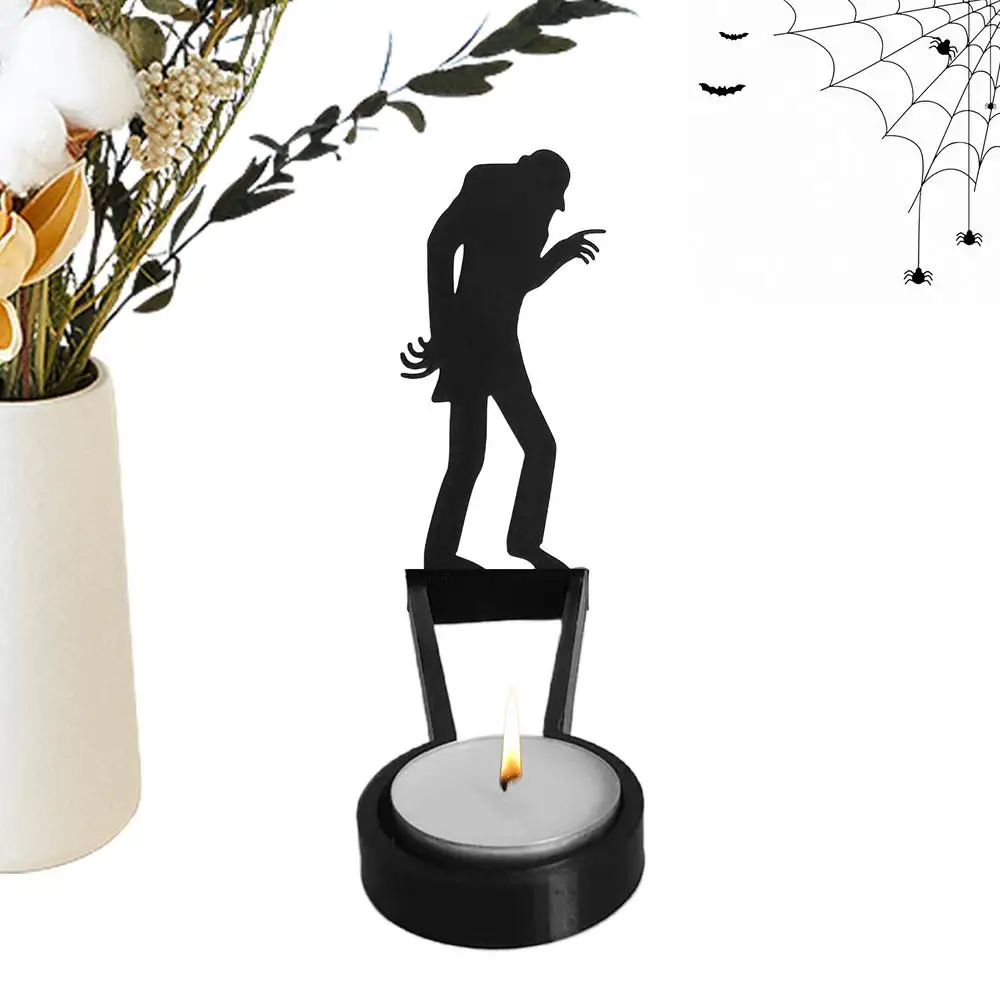 【Exclusive Limited Edition】 Tea Holders Creepy Tabletop Wooden Tealight Holder Scary Tealight Shadow Caster Novelty Candlestick Table Centerpiece For