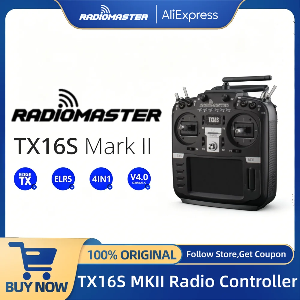 Radiomaster TX16S MKII V4.0 2,4G 16CH Подвесы Холла Передатчик ELRS 4IN1 4,3 "IPS сенсорный экран EdgeTX OpenTX для FPV Drone Car