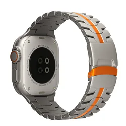 Sophisticated Stainless Steel Metal Strap for Series 3 2 1 42mm (Titanium Orange)