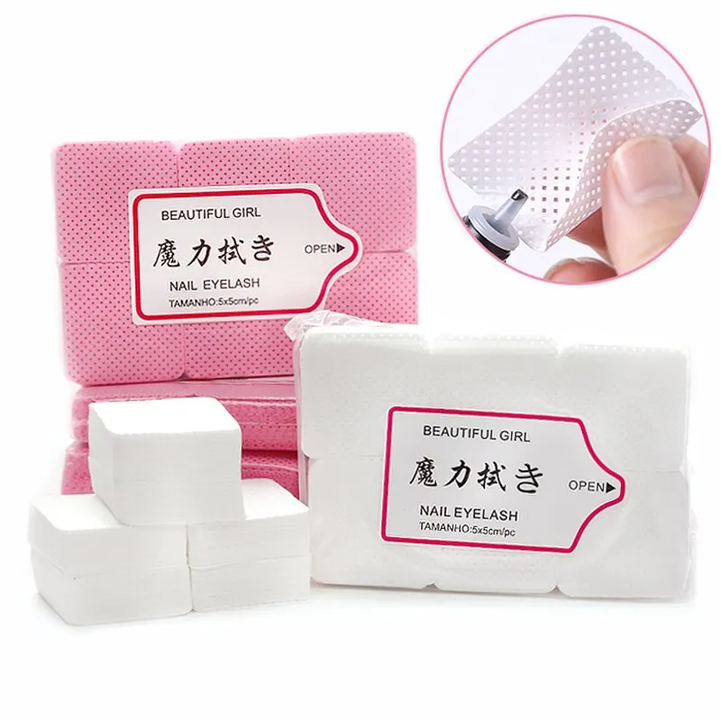 Lint-Free Eyelash Glue Wipes Paper Gel Polish Remover Clean Month of Glue Bottle Cotton Pads Beauty Cleaning Tools 600Pcs/Pack