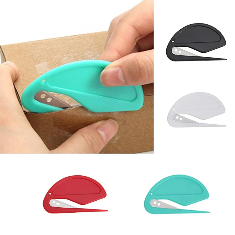 Plastic Letter Opener Mini Sharp Letter Mail Envelope Opener Safety Papers Guarded Cutter Blade Office Equipment