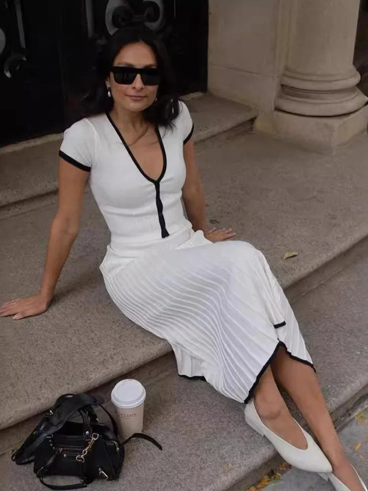 Wmstar Two Piece Sets Women Wholesale Dress Sets Elegant Summer Casual Zipper Top Fashionable for Commuting Matching Suit 2025