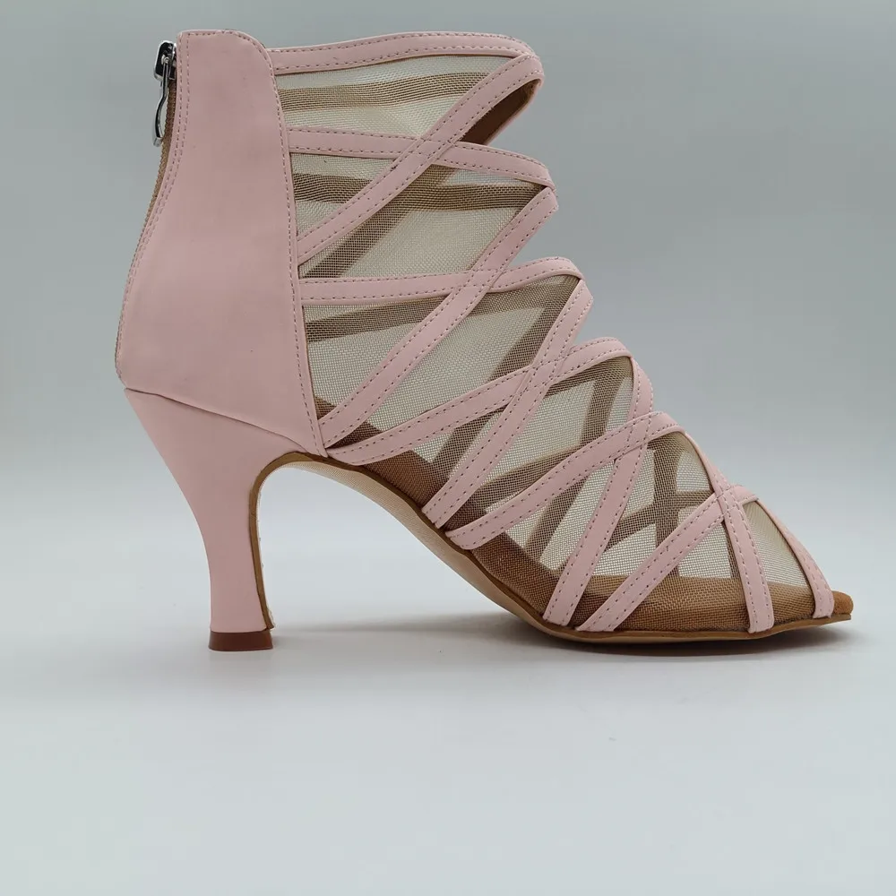 

Evkoodance New Woman Latin Shoes Ladies Pink Salsa Ballroom Latin Dancing Boot Social Party Dance Sandals 7cm Heeled Woman Shoes
