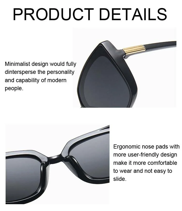 Cat Eye Fashion Sunglasses Woman Vintage Designer Black Glasses Sun Glasses Big Frame Cool Sexy Female