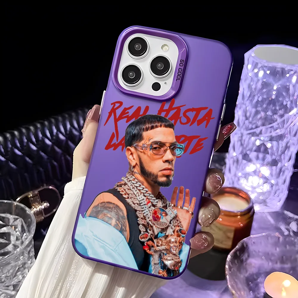 Anuel AA Inspired Black Purple Matte Laser Metallic Aurora Phone Case