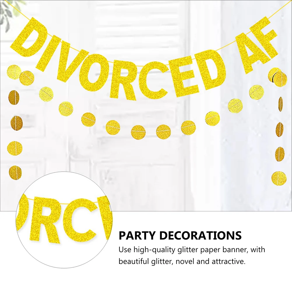 DIVORCED AF 파티 엠블럼, 반짝이는 배너, 골든