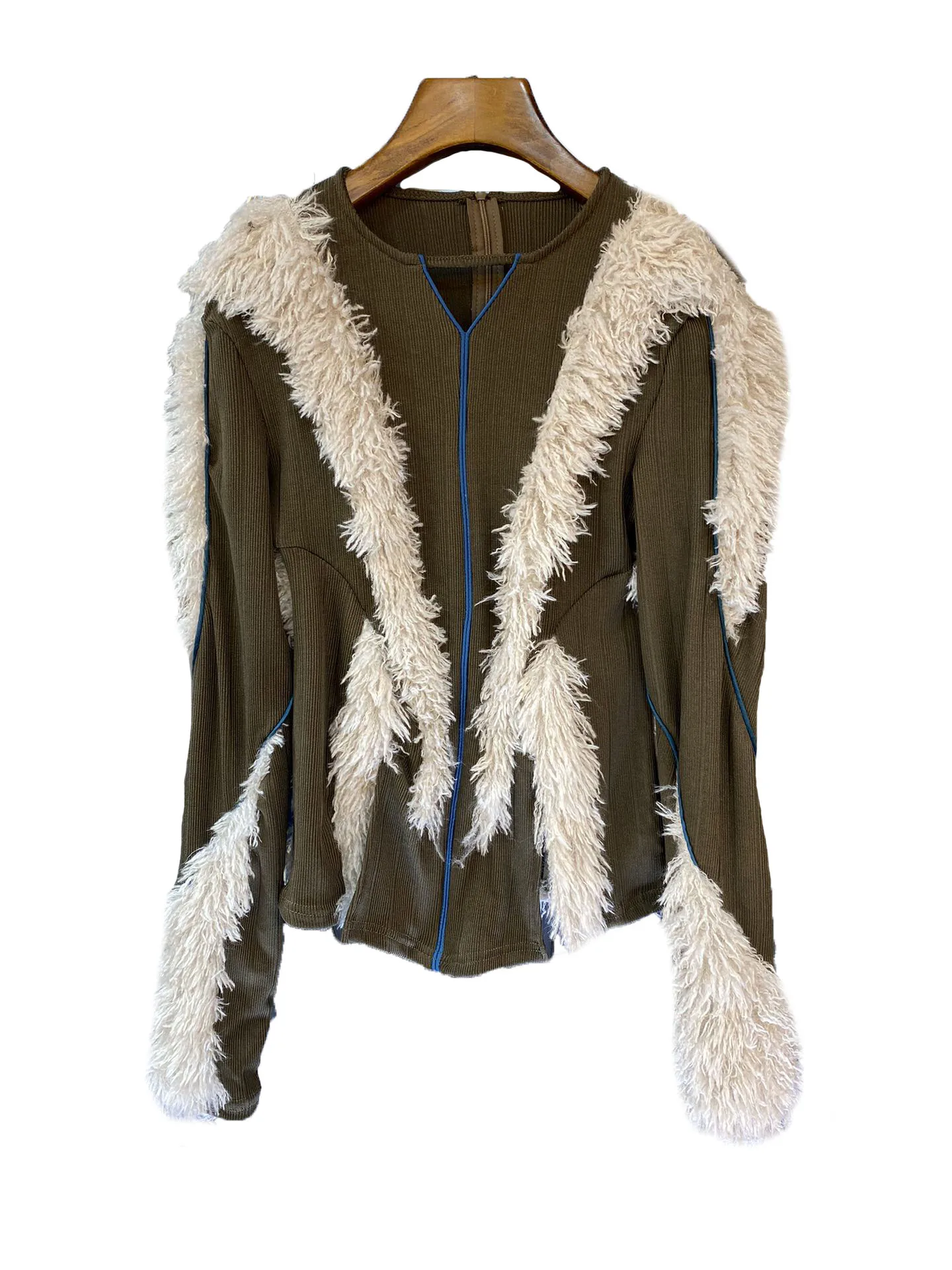 

Куртка-кардиган с круглым вырезом, Короткая свободная куртка-кардиган с разноцветными вставками, теплый и удобный дизайн, новинка зимы 2023, 1127