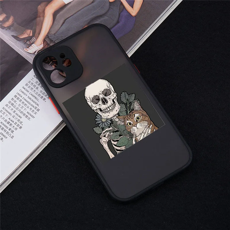 Black Skeleton Pattern Silicone Phone Case with Durable Back Cover