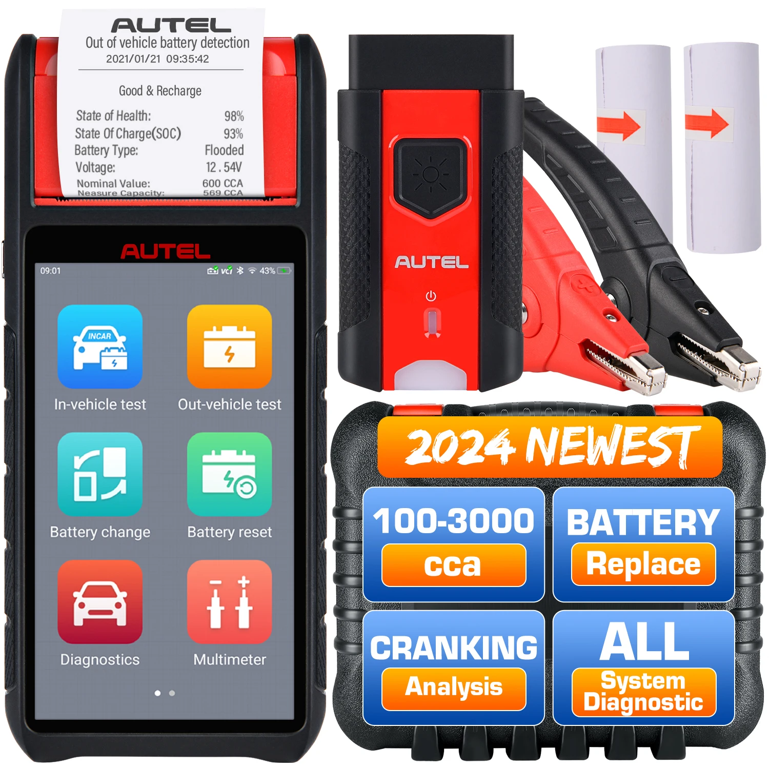 Autel MaxiBAS BT608 Intelligent Battery Health Cold Cranking Ability Electrical System Diagnostics Upgraded BT508/ BT506