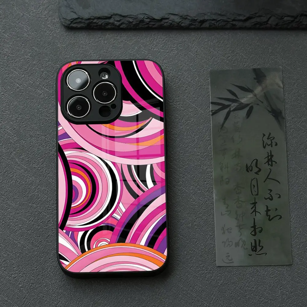 Luxurious Glass Phone Case with Emilio Pucci Design Pattern