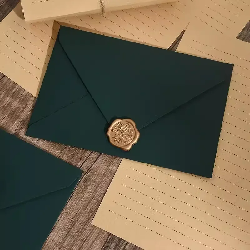 Mailing Envelopes 5pcs Thick Green 250g High-grade Paper Envelopes Letter Pads Wedding Party Invitations Cards Postcards Cover Cash Bag