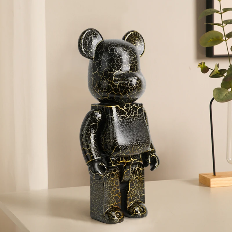 26cm Plating Bearbrick 400 Silver Statue Resin Bear Brick Sculpture Model  Room Home Decor Figures Decoration Statuette