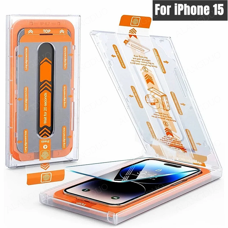 

Роскошное стекло премиум класса для iPhone 15 Pro Max 15 14 Plus 14 13 12 Pro Max защита для экрана автомобильный комплект для удаления пыли защитное стекло
