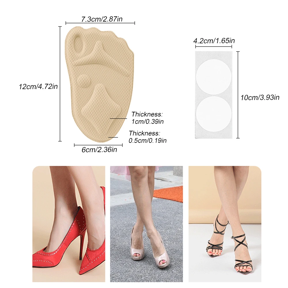 1Pair Women High Heel Forefoot Pad for Shoes Insert Half Insoles Plantar Fasciitis Pain Relief Foot Care Massaging Toe Pad