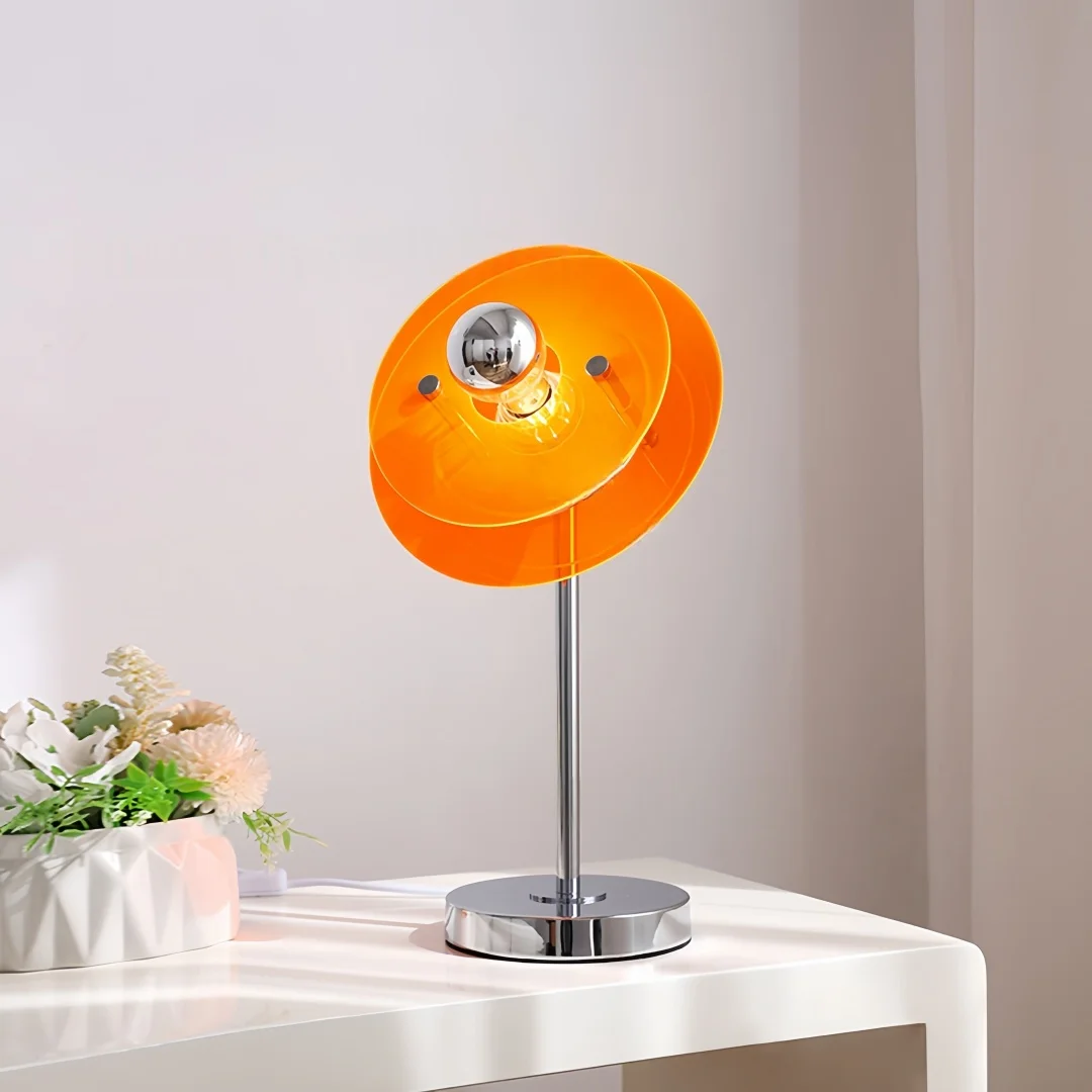현대 LED 테이블 램프 아크릴 그늘 크롬 금속 베이스 멀티 컬러 침대 옆 램프 홈 침실 거실 장식 조명
