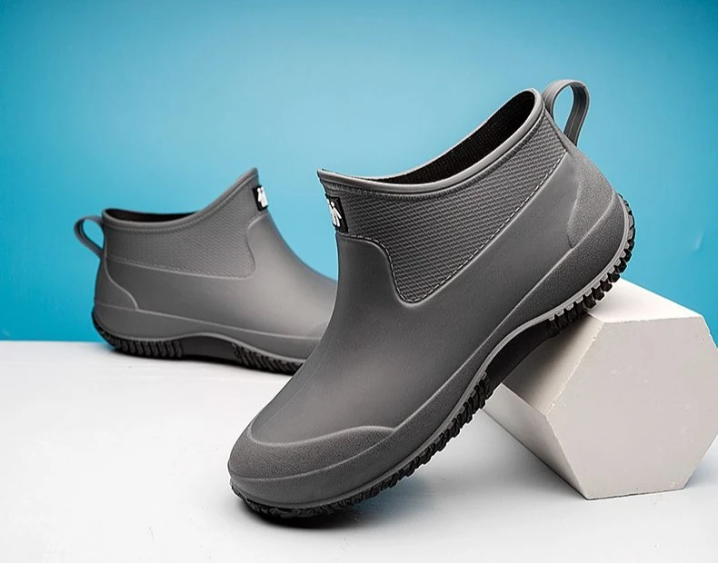 Men's Soft Rubber Rain Boots, Wide Toe, Slip Resistant, For Garden & Work_voghion.com