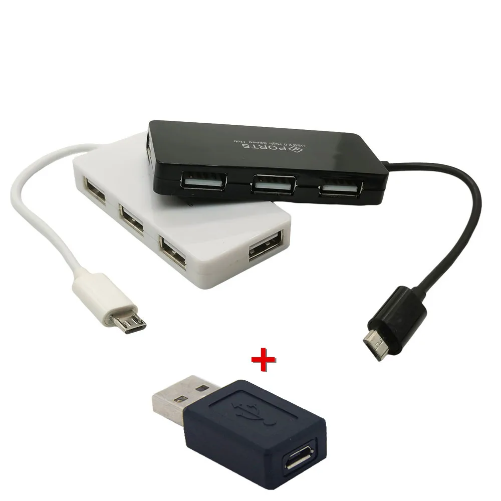 Micro USB OTG 4 Port HUB Adapter Cable For Smartphone Tablet High Speed Black White 3