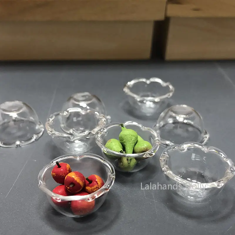 1:12 Dollhouse Mini Glass Bowl/Plate Miniature Food Play Scene Decoration Model Dollhouse Kitchen Furniture Accessories doll house toys,dollhouse furniture set